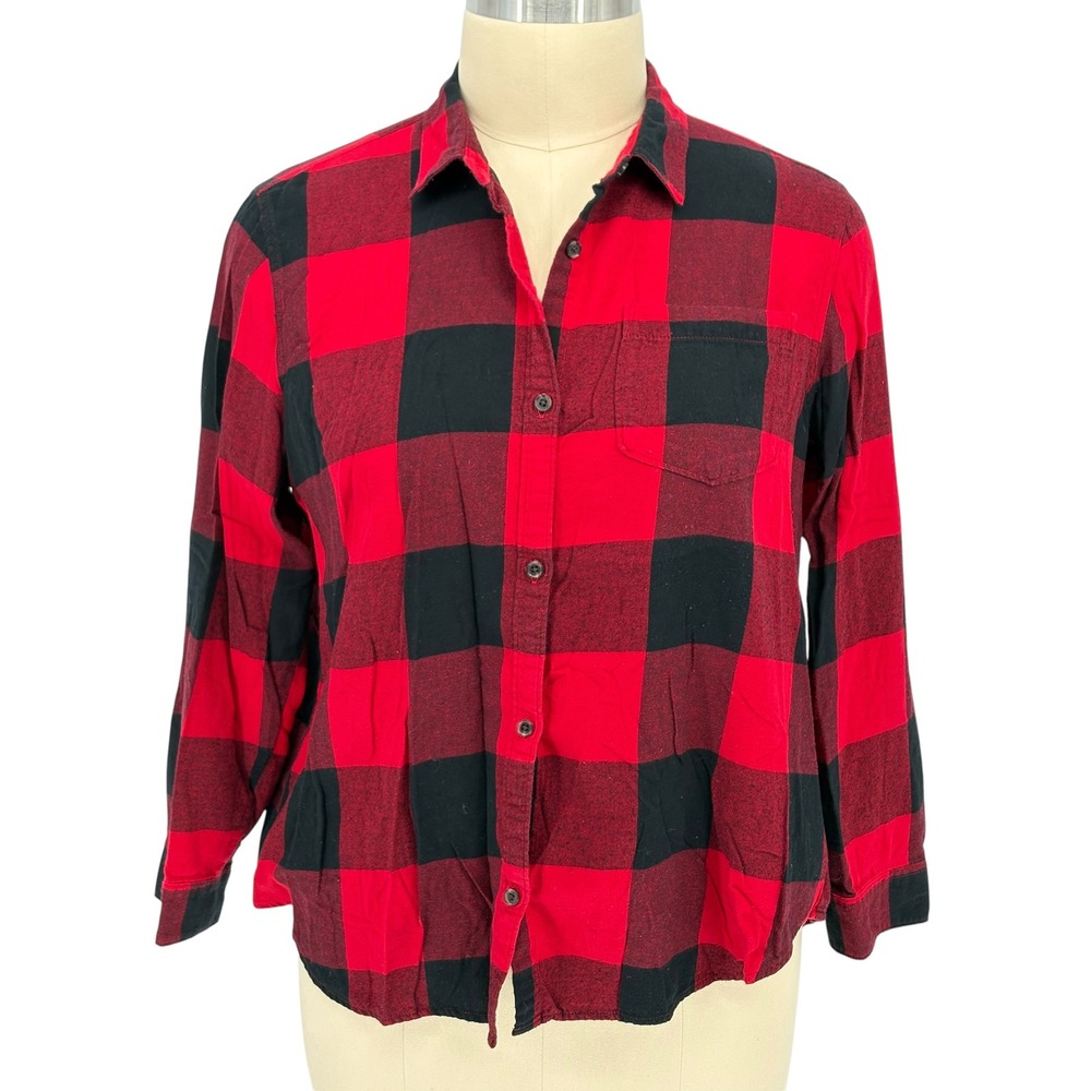 Old Navy The Classic Shirt Red Buffalo Plaid‎ 100% Cotton XXL
